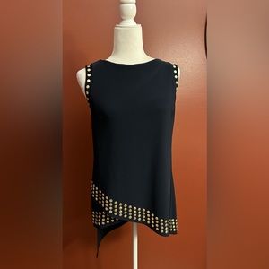 Joseph Ribkoff Black Sleeveless Tunic with Gold Accents